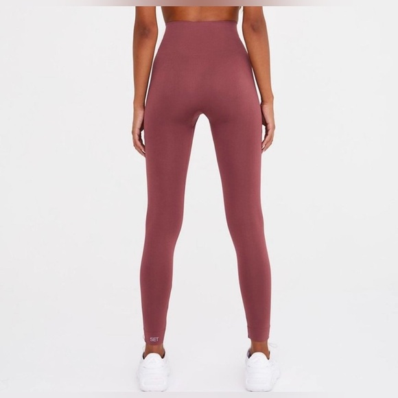 Set Active Seamless High-Waisted Leggings XS Rosewood | Ribbed Waistband - Picture 2 of 13